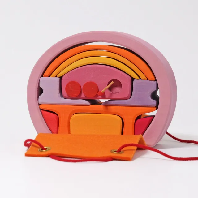 Grimm's Casa bambole impilabile rosa-arancio 14 pezzi