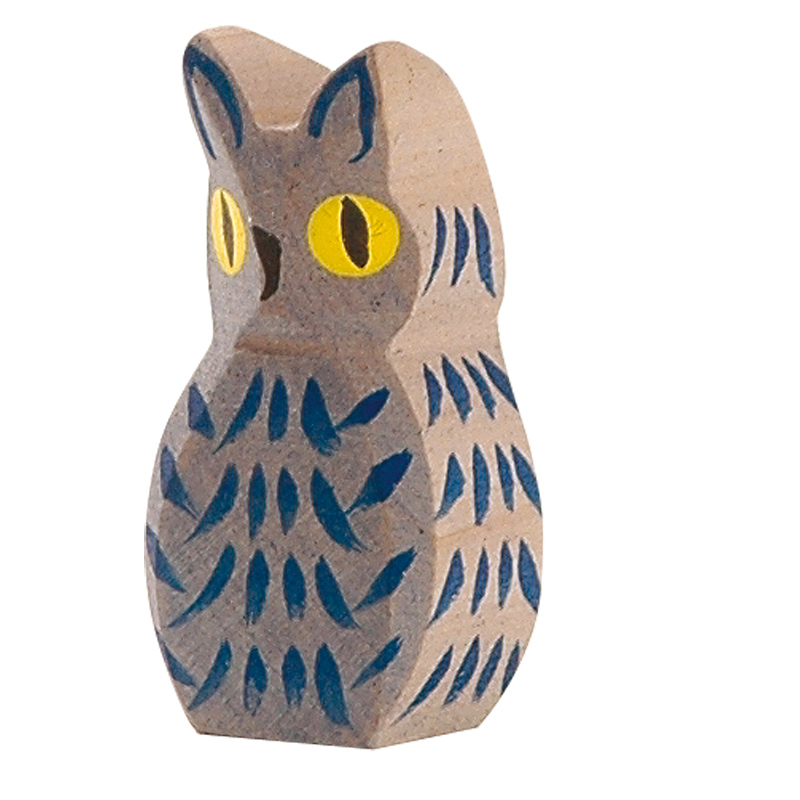 Ostheimer Uccellino Gufo Blu figura legno 5,5 cm