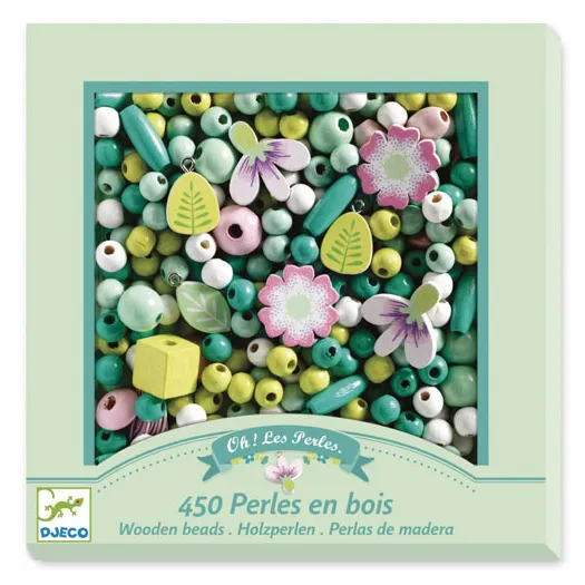Djeco Flowers and Foliage Kit Perline Legno 450 Pezzi