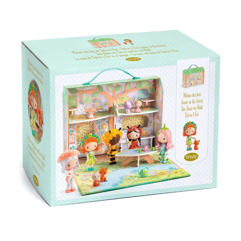 Djeco Tinyly Sylvia Fox House personaggio vinile con valigetta