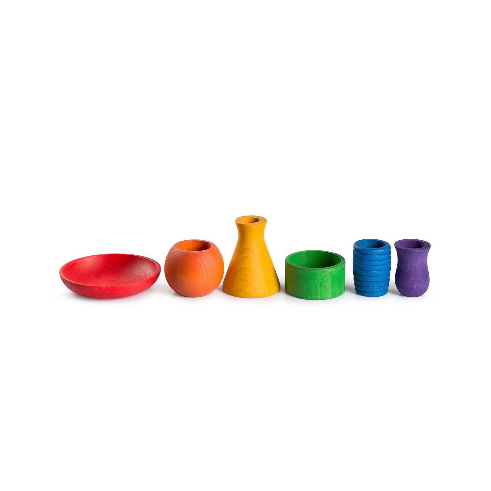Grapat Pots set 6 ciotoline legno arcobaleno heuristico
