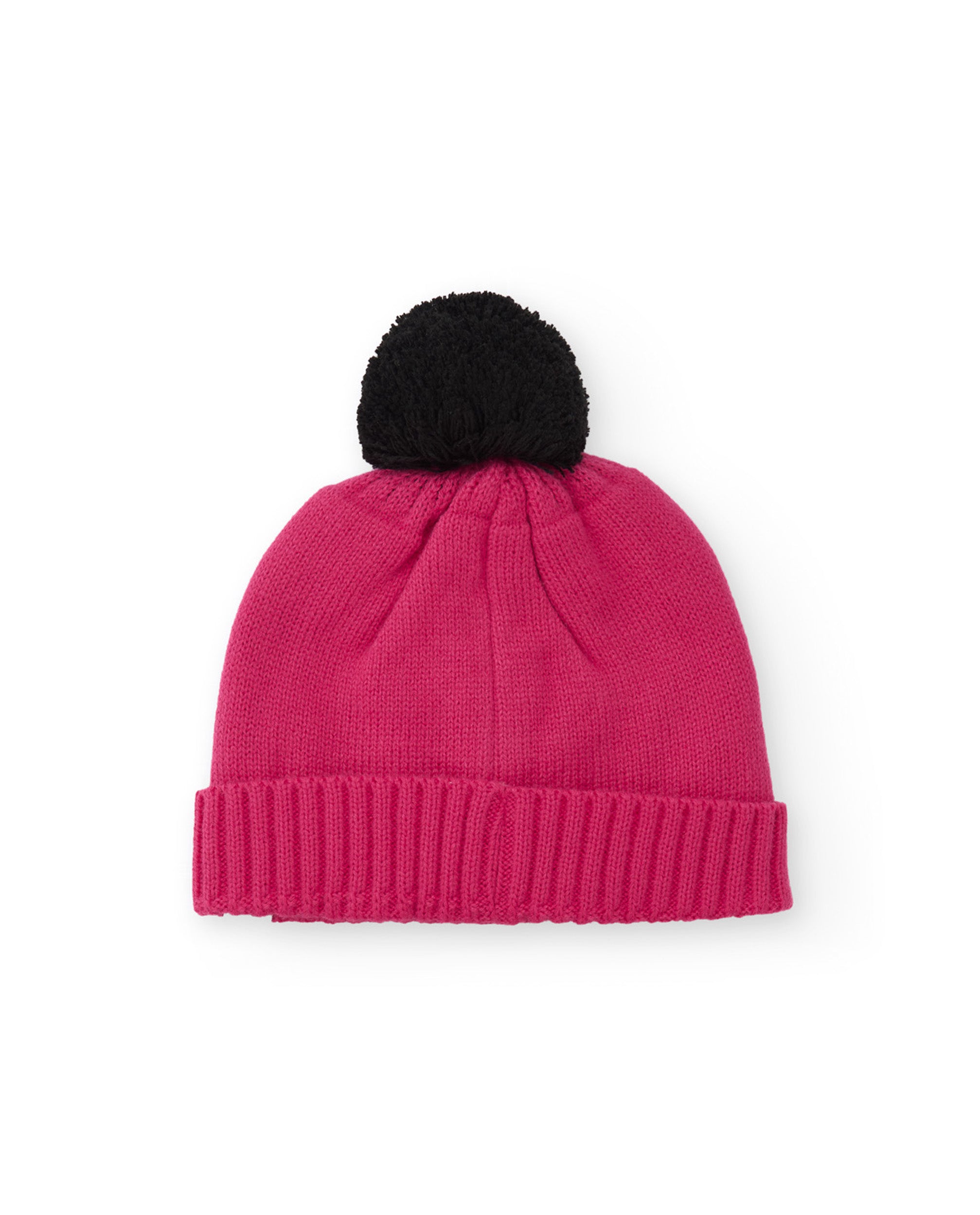 Tuc tuc berretta bambina dino fucsia con pon pon