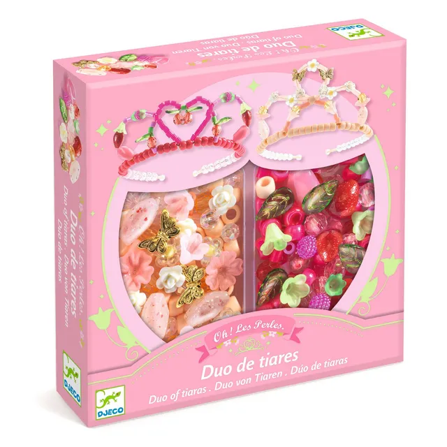 Djeco Duo Tiaras Pink Kit Perline per 2 Diademi