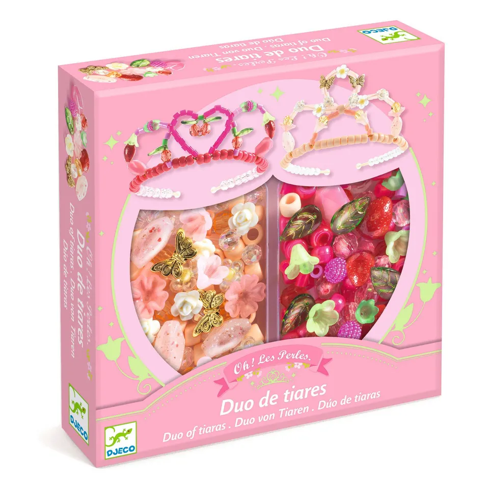 Djeco Duo Tiaras Pink Kit Perline per 2 Diademi