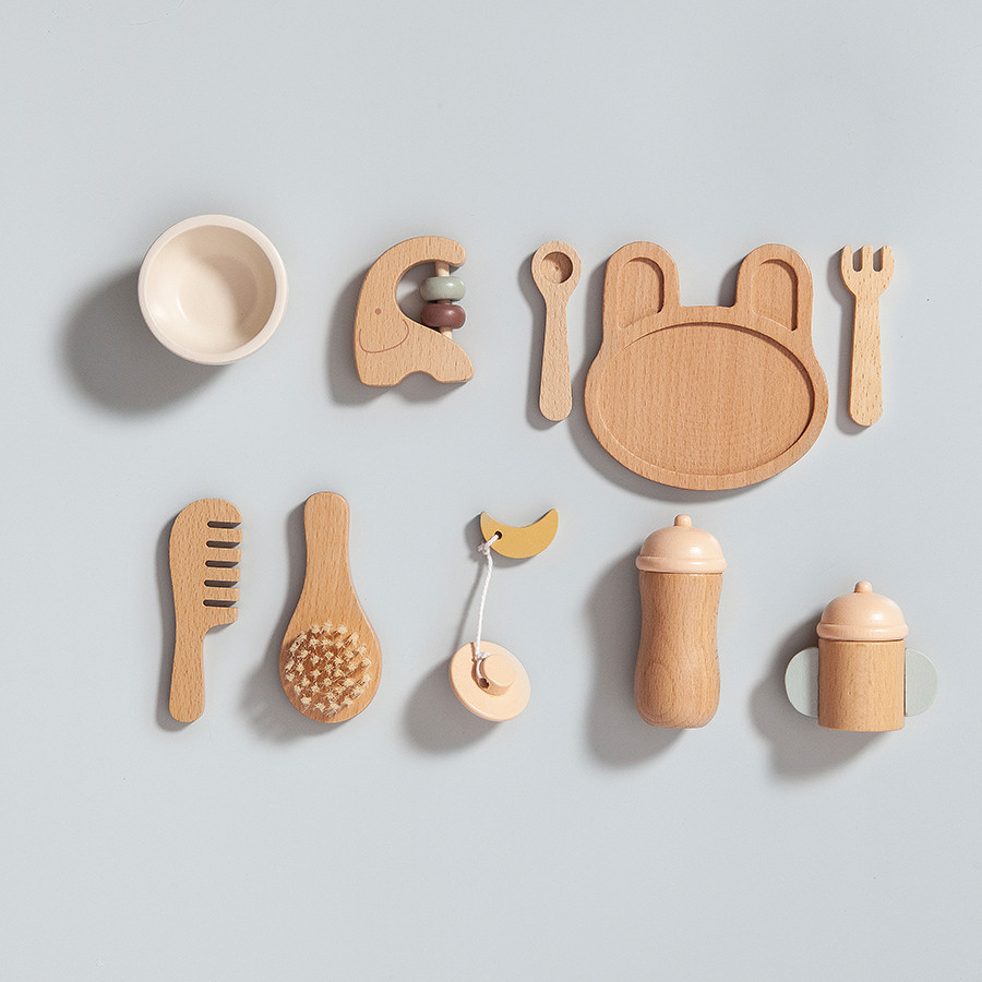 Petit Monkey Set Pappa e Cura Bebè gioco legno 3+ anni