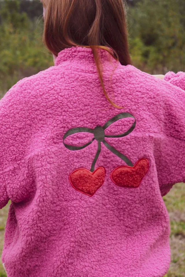 Ella and Rapha Cherry Jacket giacca teddy rosa taglia unica calda