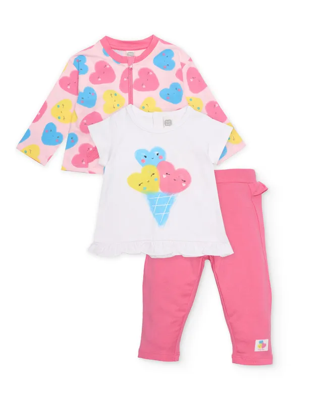 Tuc Tuc completo 3 pezzi neonata rosa cuori gelato