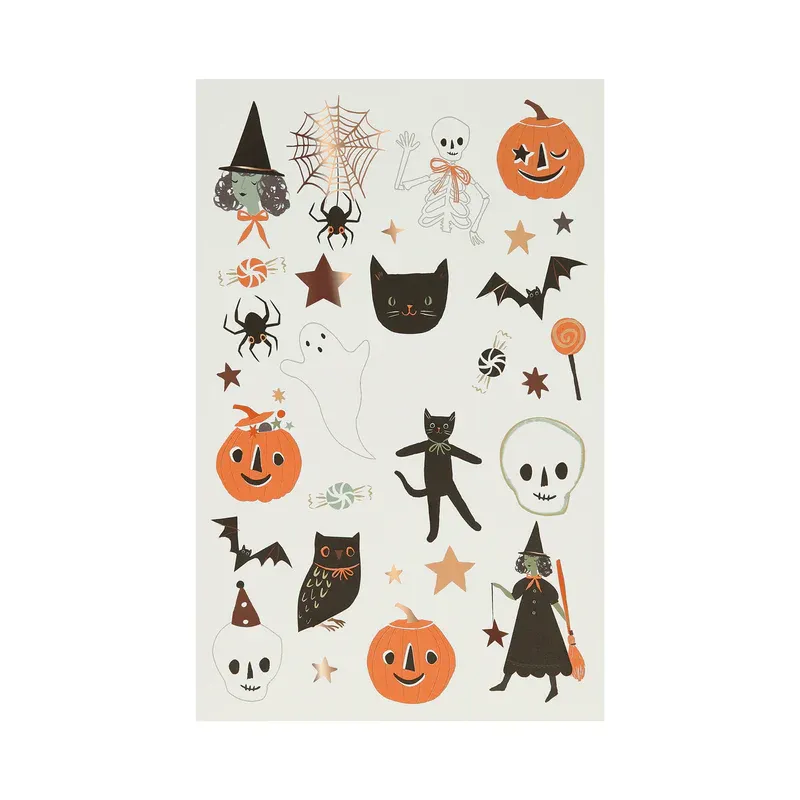 Meri Meri It's Halloween tatuaggi temporanei 2 fogli rame