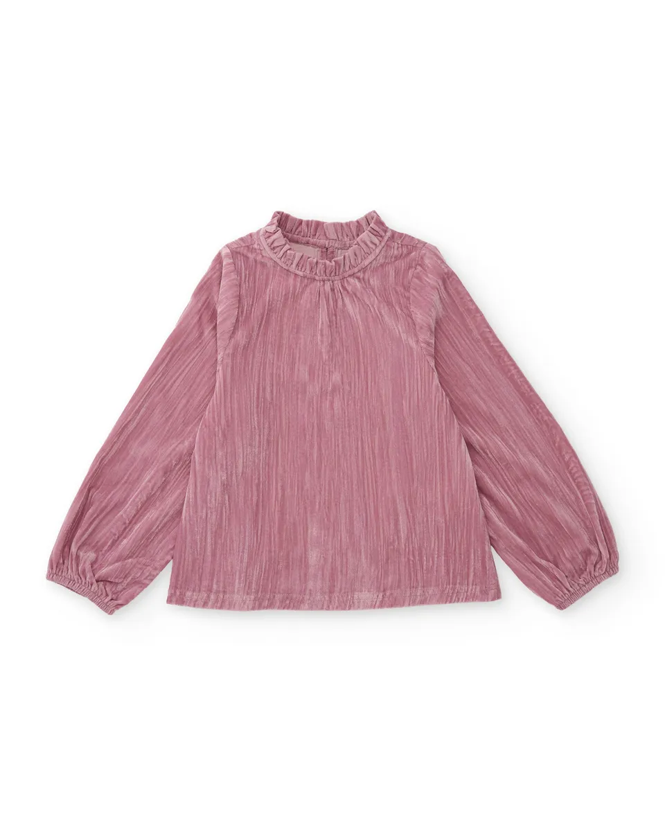 Tuc Tuc camicia bambina rosa collo plissé
