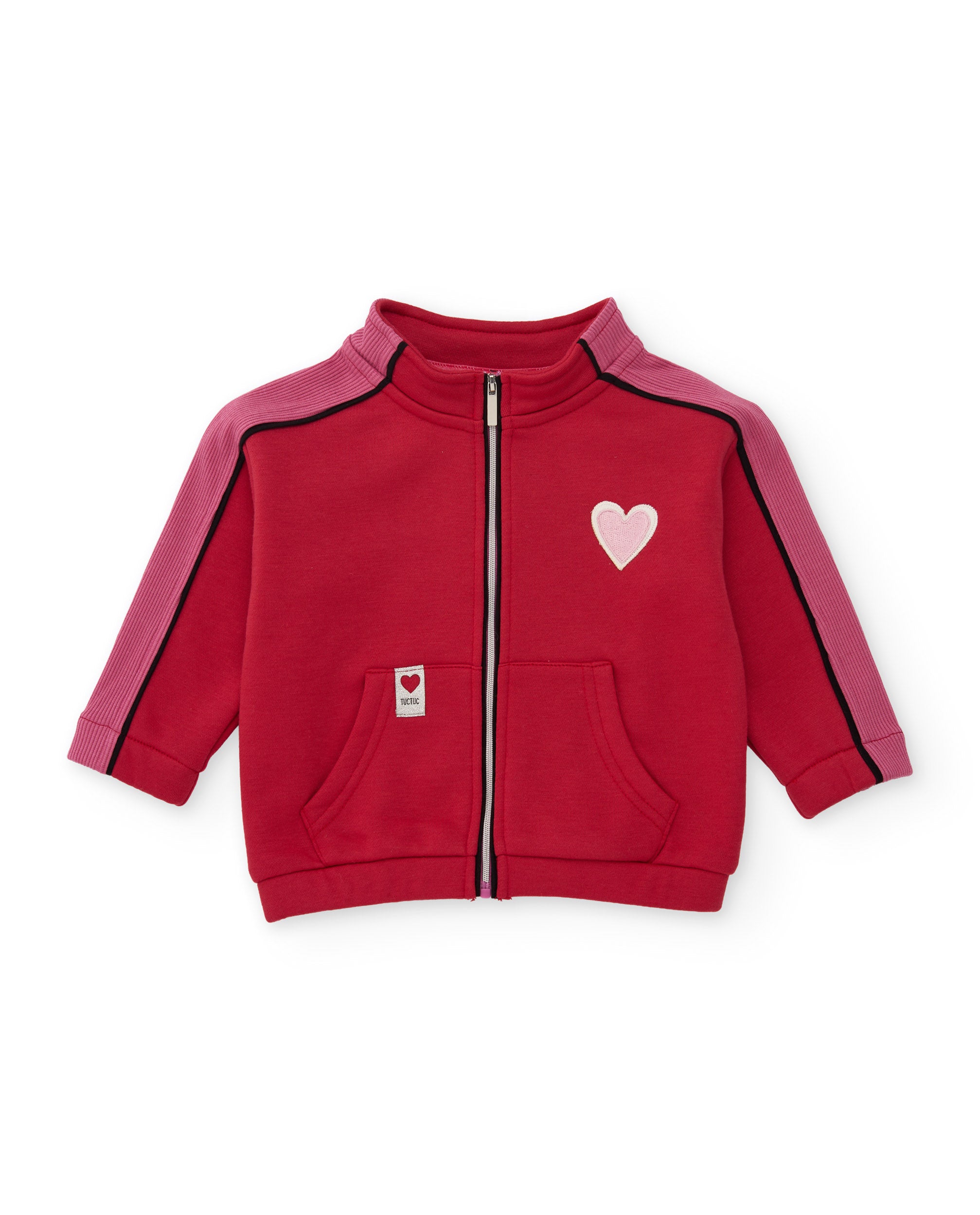 Tuc tuc Felpa bambina rossa con zip e cuore