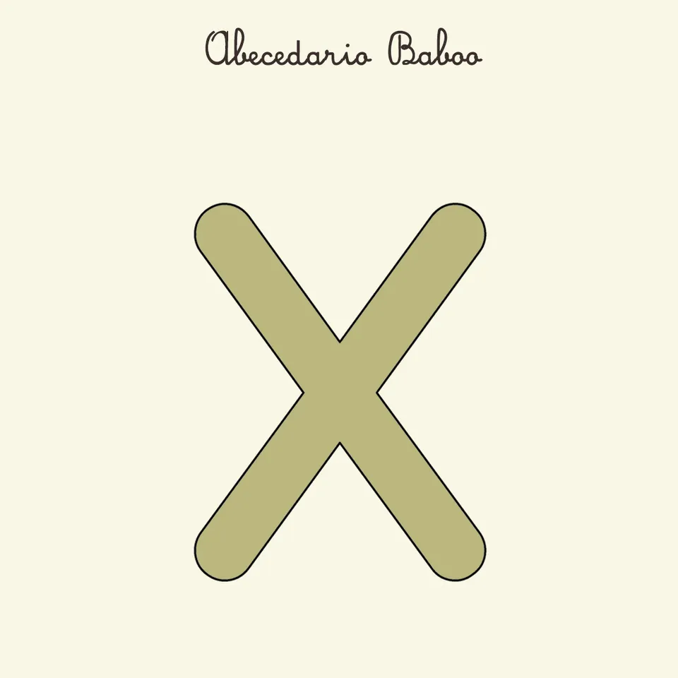 Baboo Abecedario lettera X schede PDF stampabile