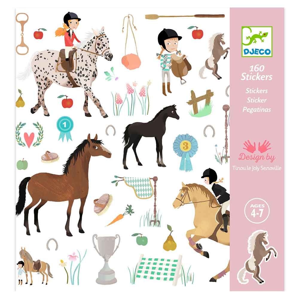 Djeco Maneggio cartella 160 adesivi FSC 20x20 cm