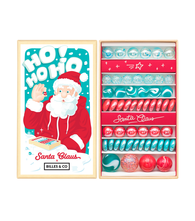 Billes & Co Santa Claus scatola biglie vetro 63 pezzi