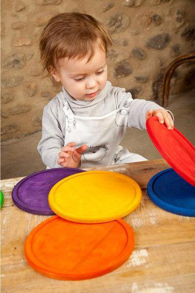 Grapat Set 6 vassoi arcobaleno piatti legno montessori