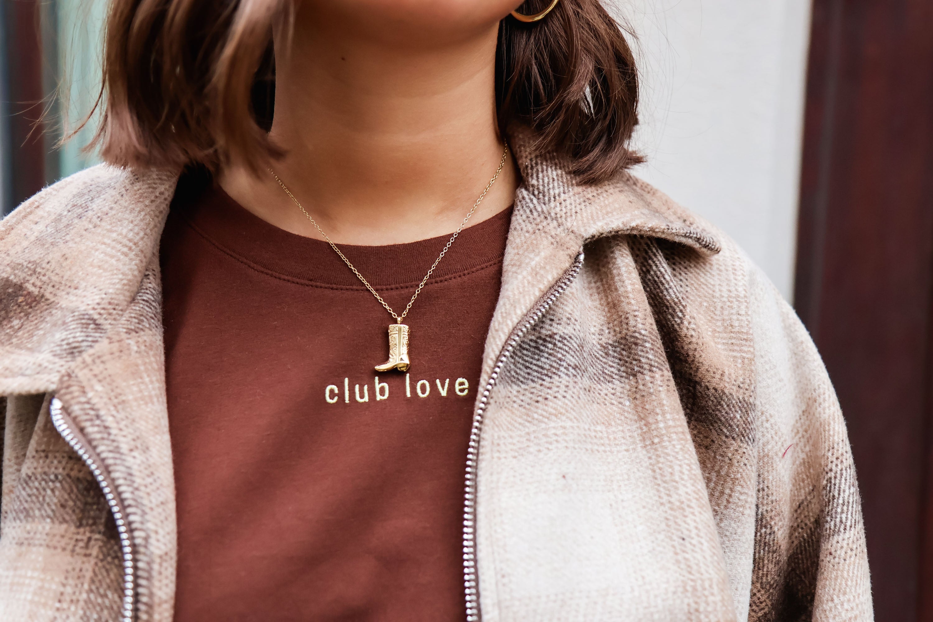 Ella and Rapha Club Love maglietta donna marrone cotone