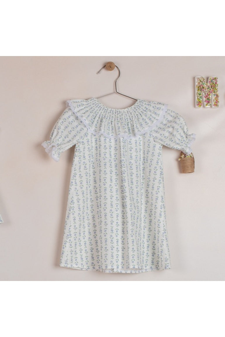 Mebi vestito bambina fiori blu cotone