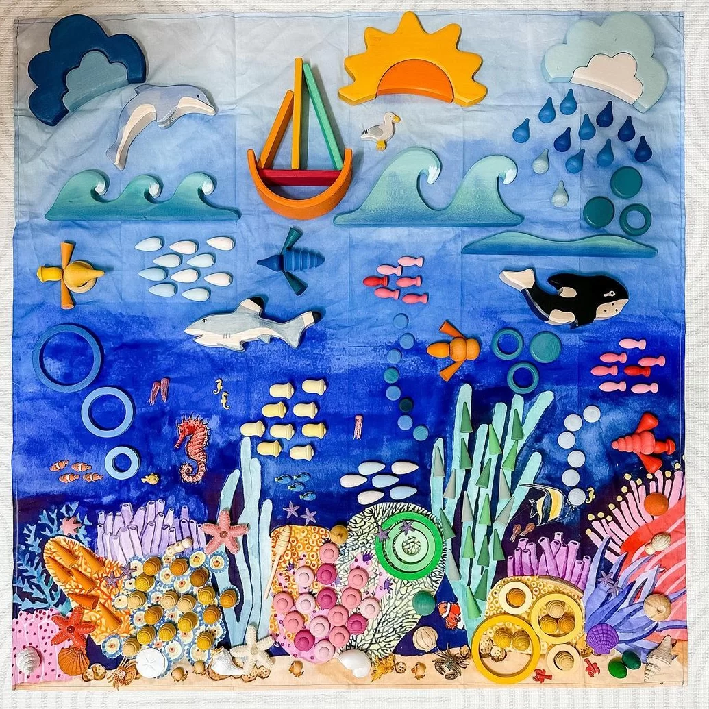 Wonderie Coral Reef Telo Gioco Cotone Bio 100 cm