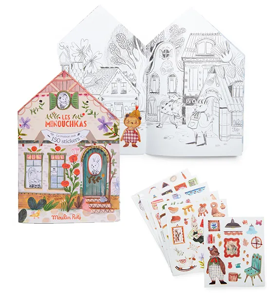 Moulin Roty Les Minouchkas album colorare 150 adesivi