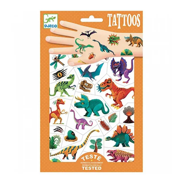 Djeco Dino Club tatuaggi 2 fogli dinosauri