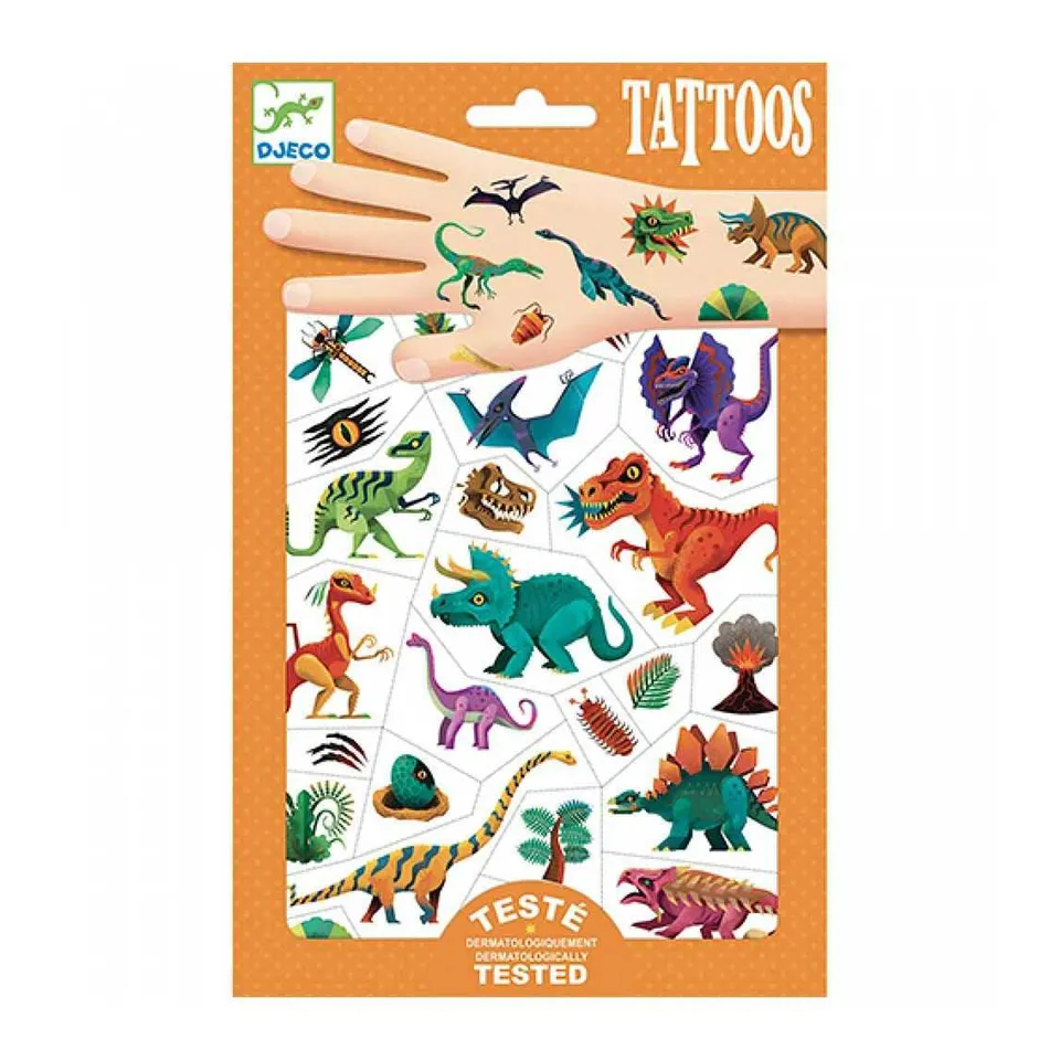 Djeco Dino Club tatuaggi 2 fogli dinosauri