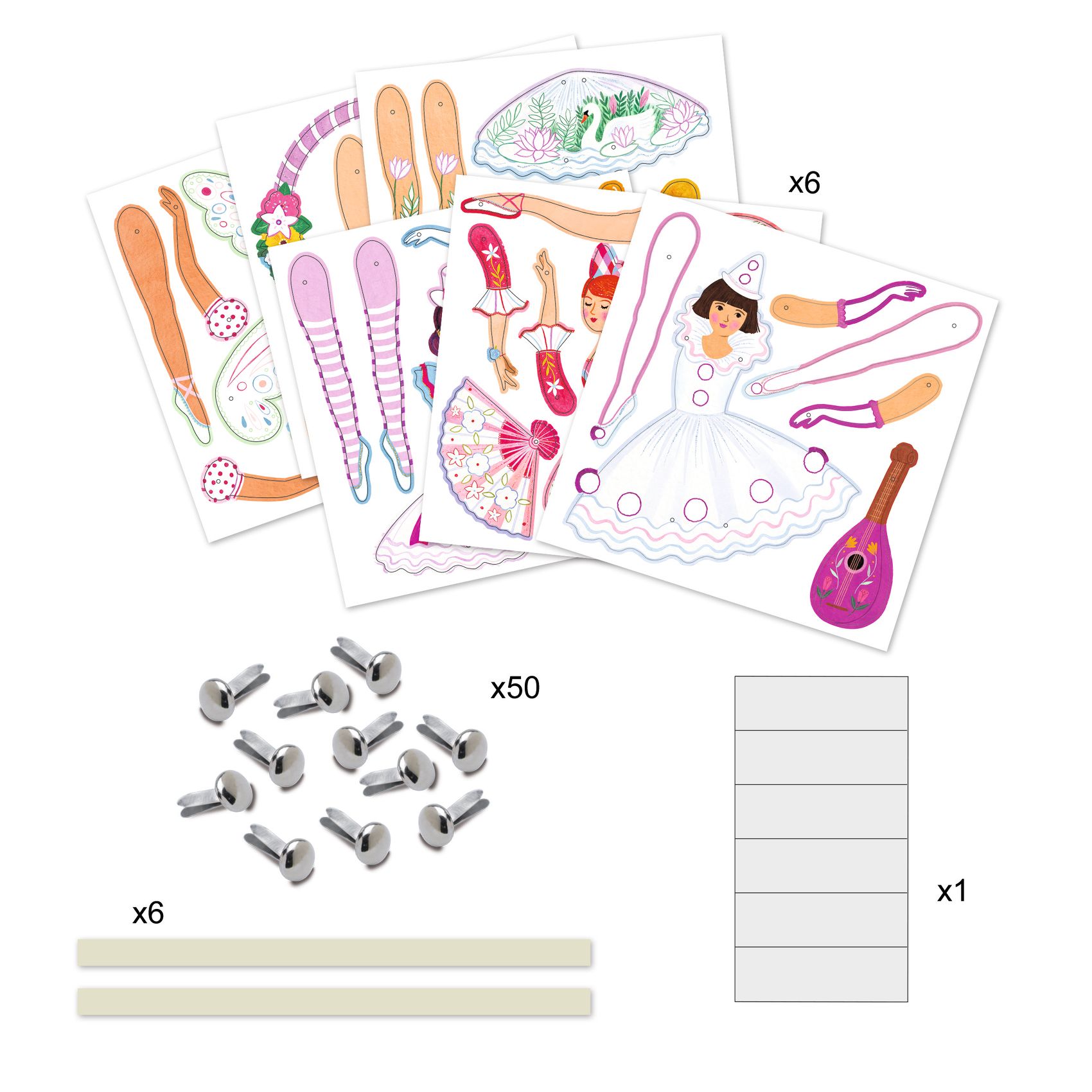 Djeco Tutus marionette carta 6 pz dai 6 anni