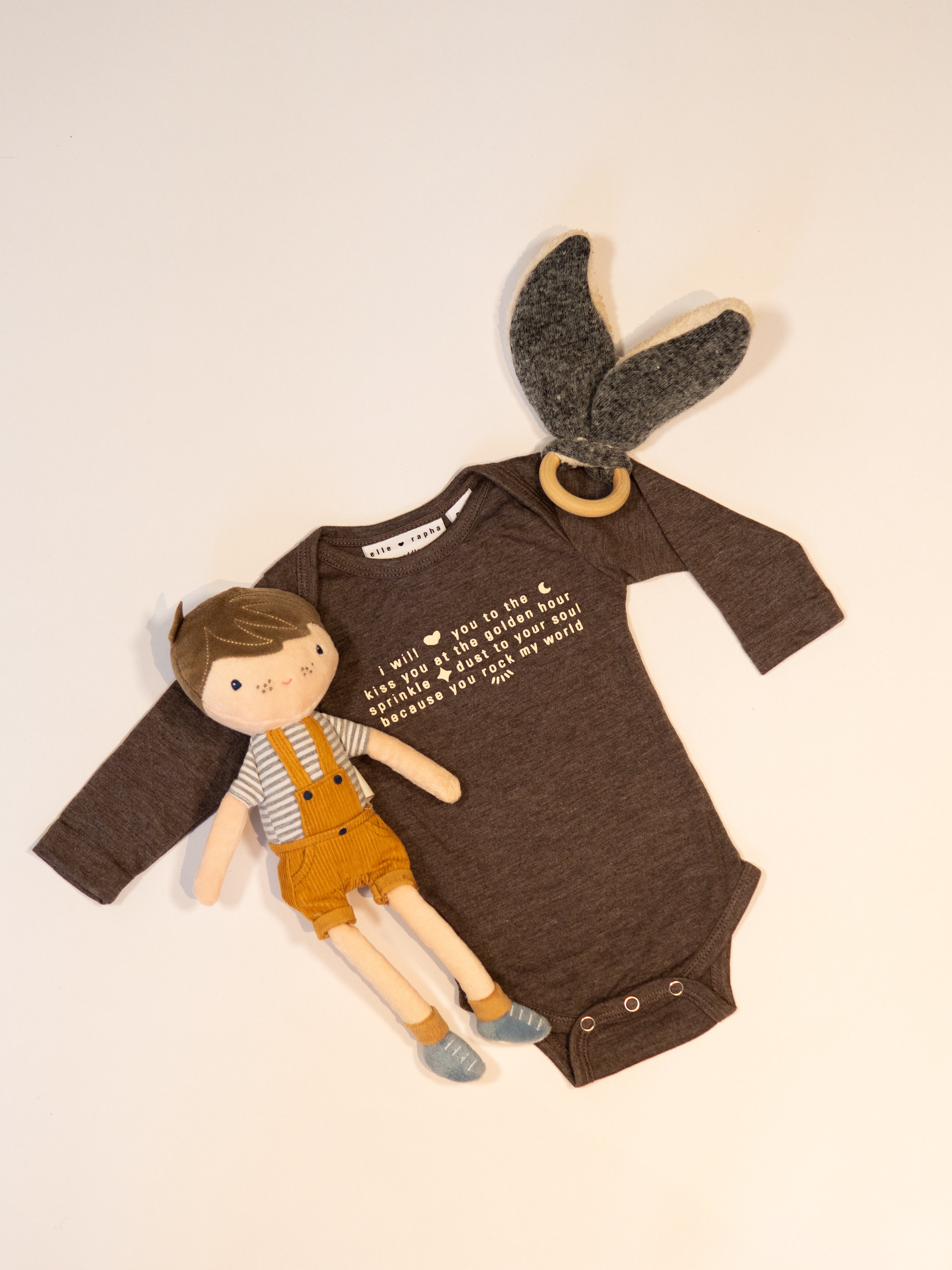 Ella and Rapha To The Moon body neonato grigio morbido
