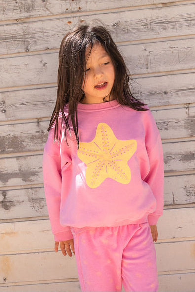 Ella and Rapha little STARFISH sweatshirt felpa rosa oversize