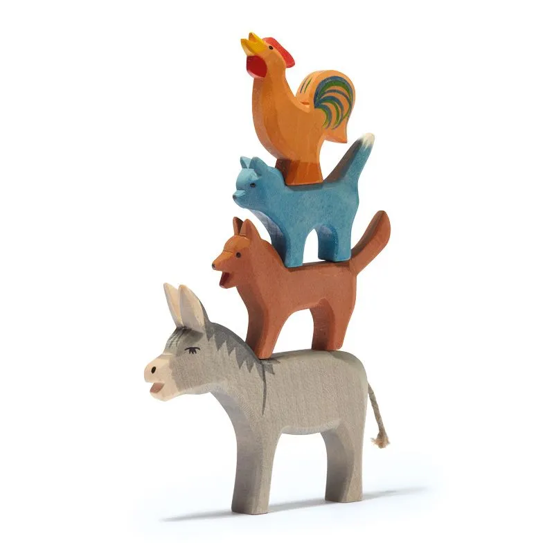 Ostheimer Musicanti di Brema set figure legno 4 animali h 4 cm