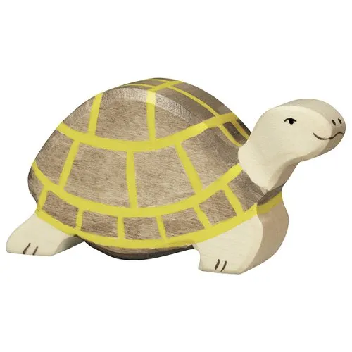 Holztiger Tartaruga figura in legno massello dipinto a mano