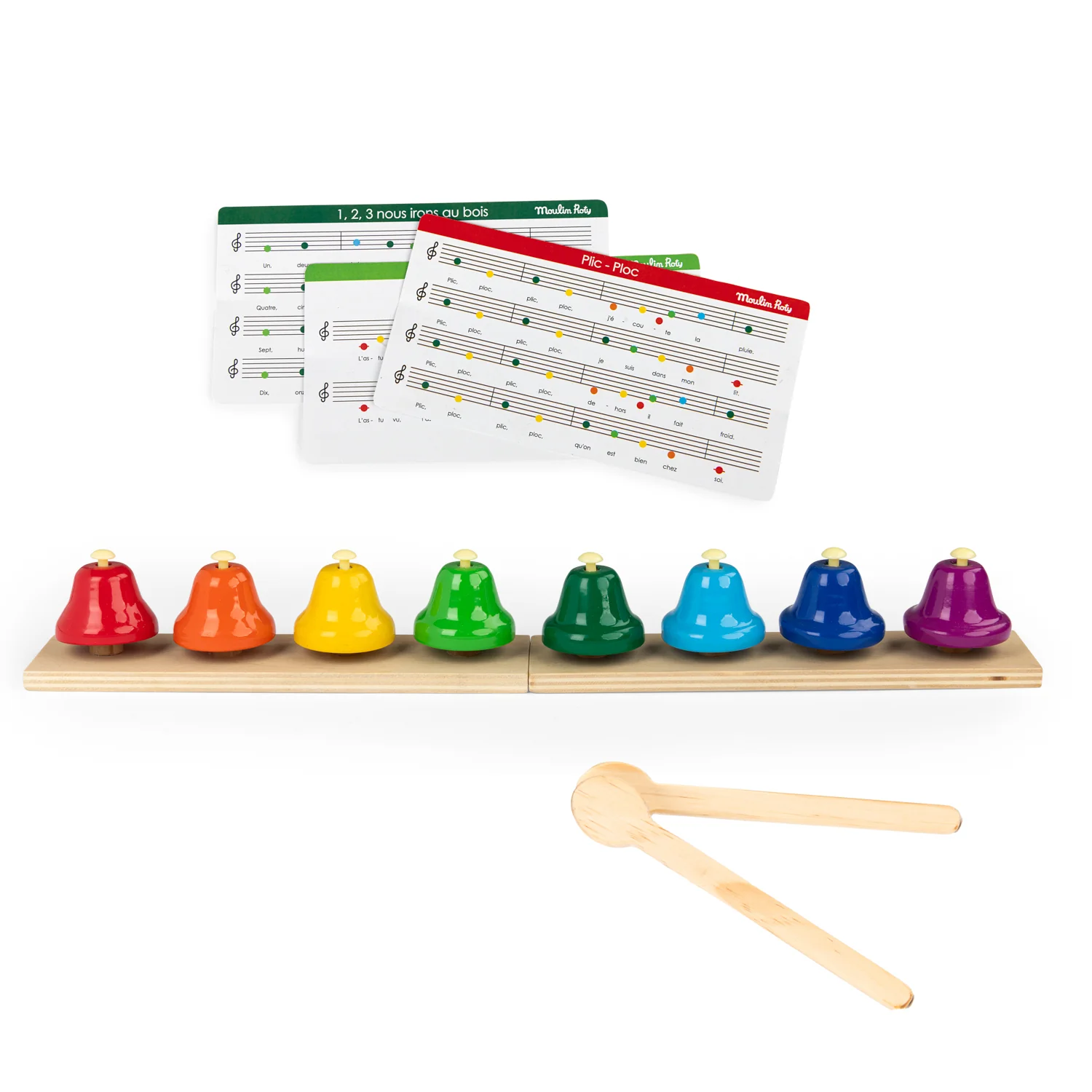 Moulin Roty Les Popipop campane musicali 8 pezzi legno