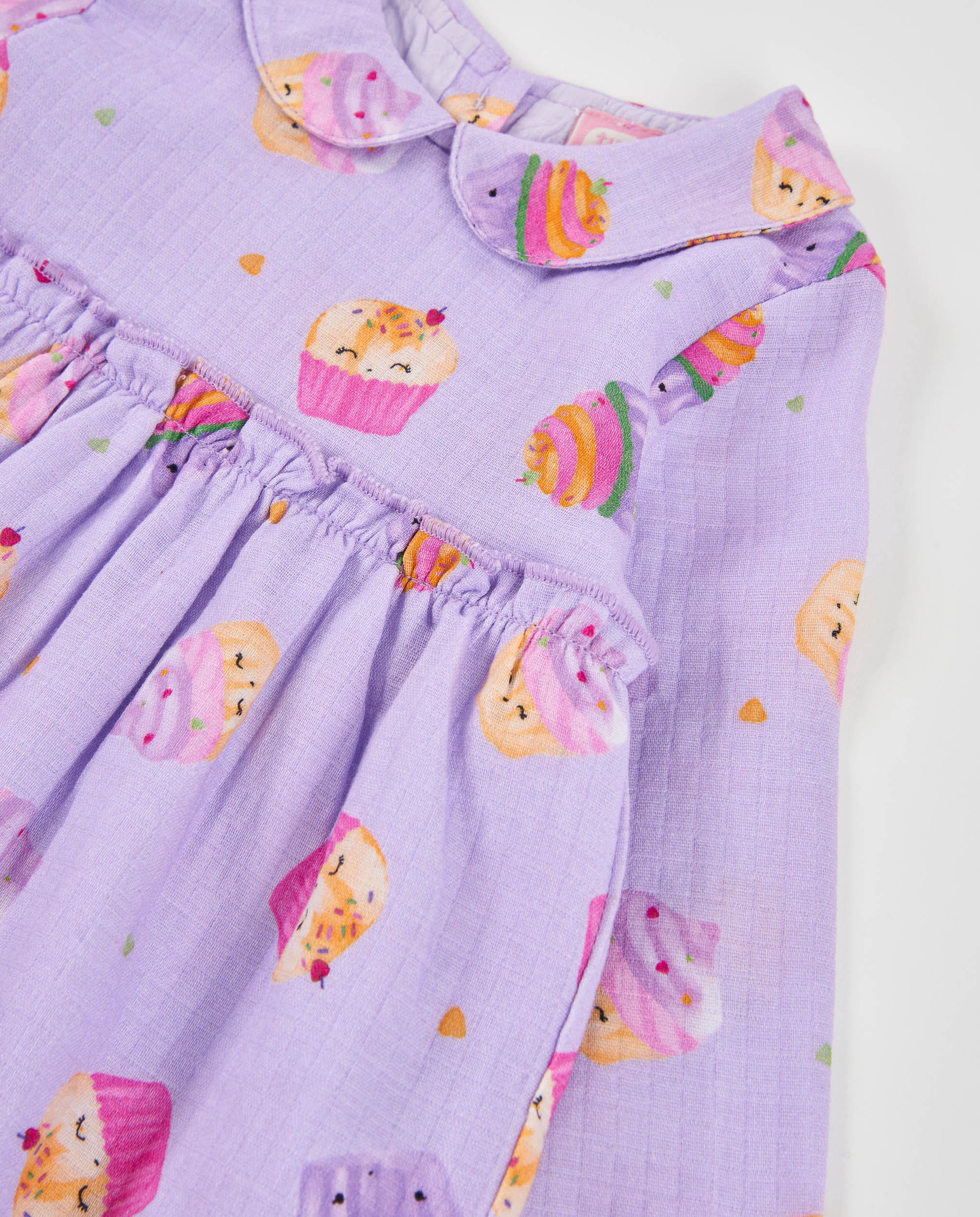 Tuc Tuc vestito neonata lilla cupcake manica lunga