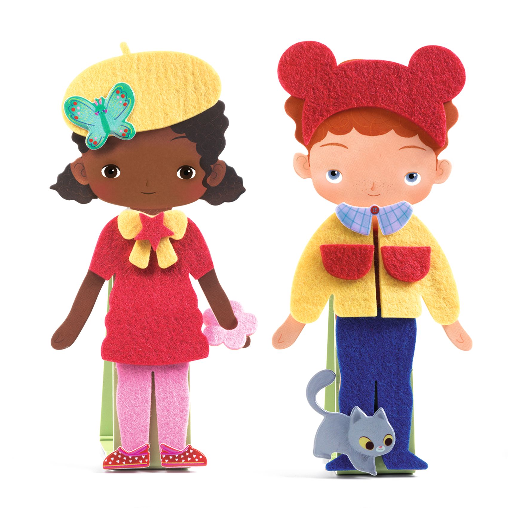 Djeco Collage Soft dress-up feltro 12 personaggi adesivi