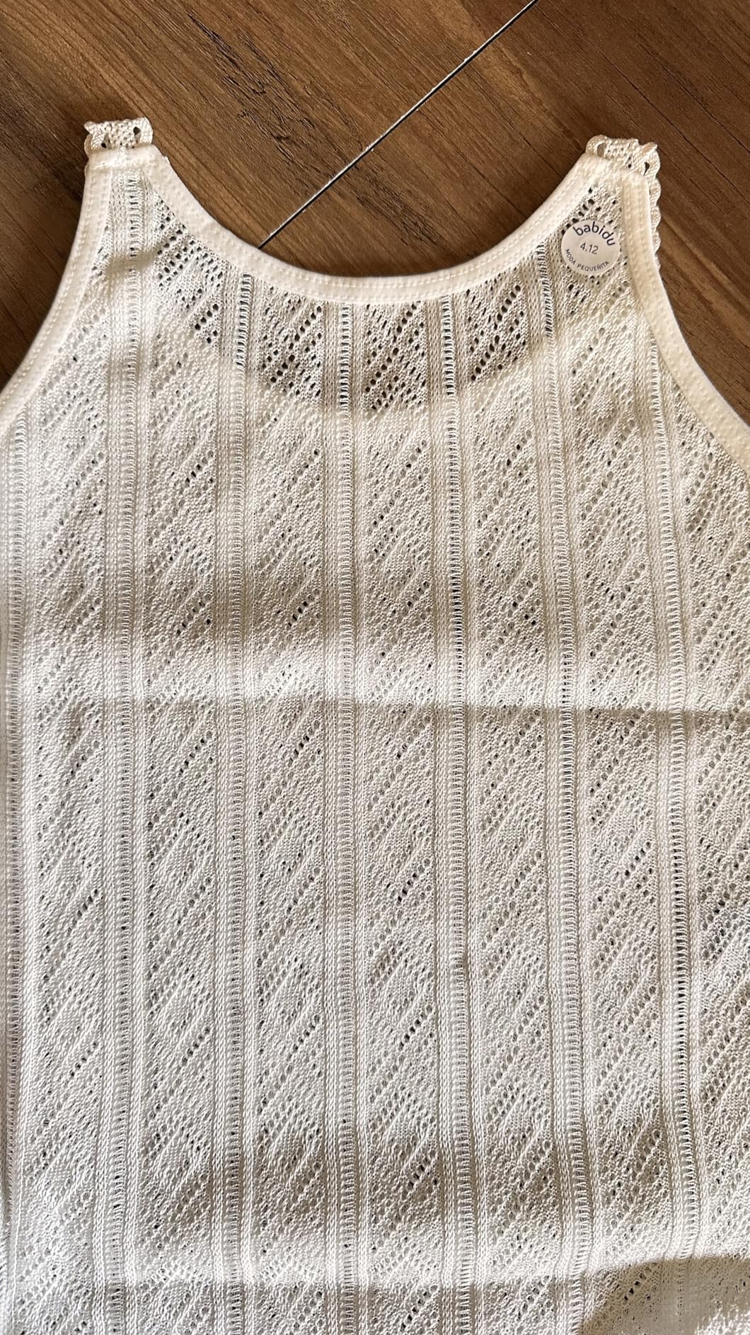 Babidu Perlé Body Spalline Sottili Cotone Bianco 18 Mesi