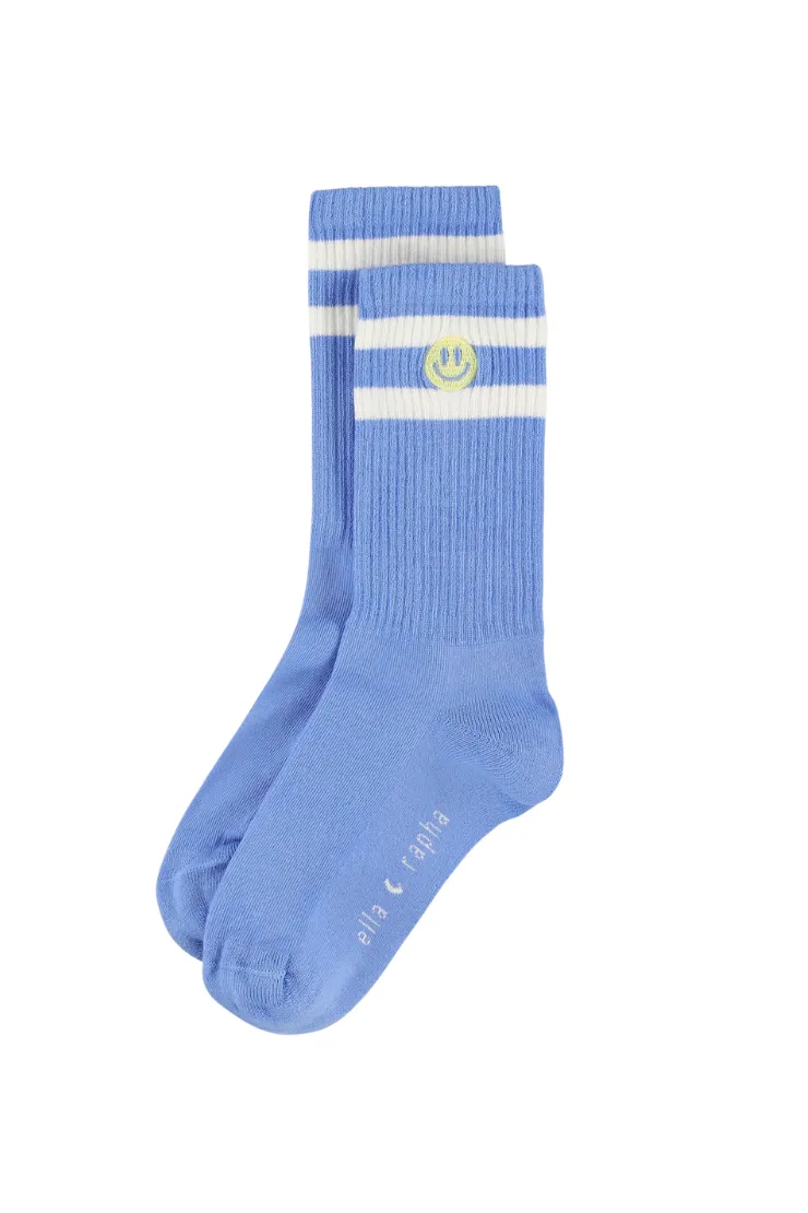 Ella and Rapha Smiley calzini azzurri cotone unisex
