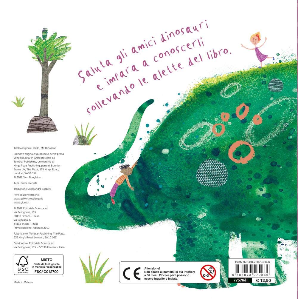 Editoriale Scienza Buongiorno Sig. Dinosauro libro alette 4 anni