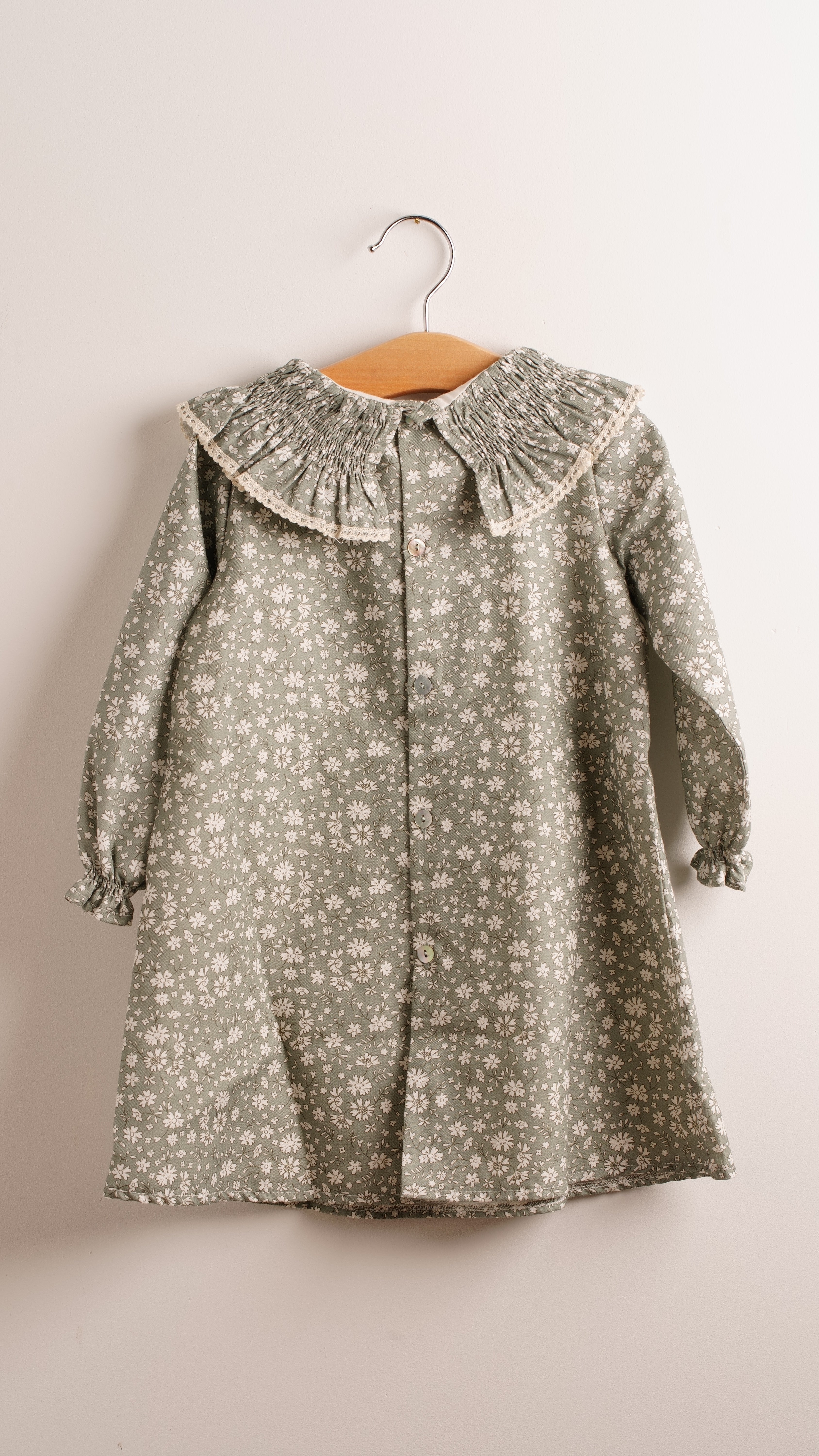 Mebi vestito bambina 5 anni verde fiori cotone