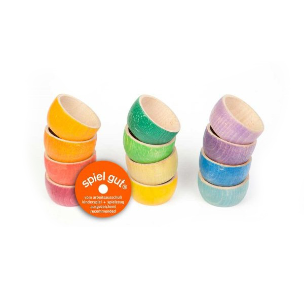 Grapat Set 12 Ciotole Arcobaleno Gioco Legno 6 cm