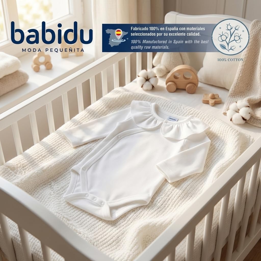 Babidu Body Incrociato Maniche Lunghe Cotone 6-9 Mesi Volant