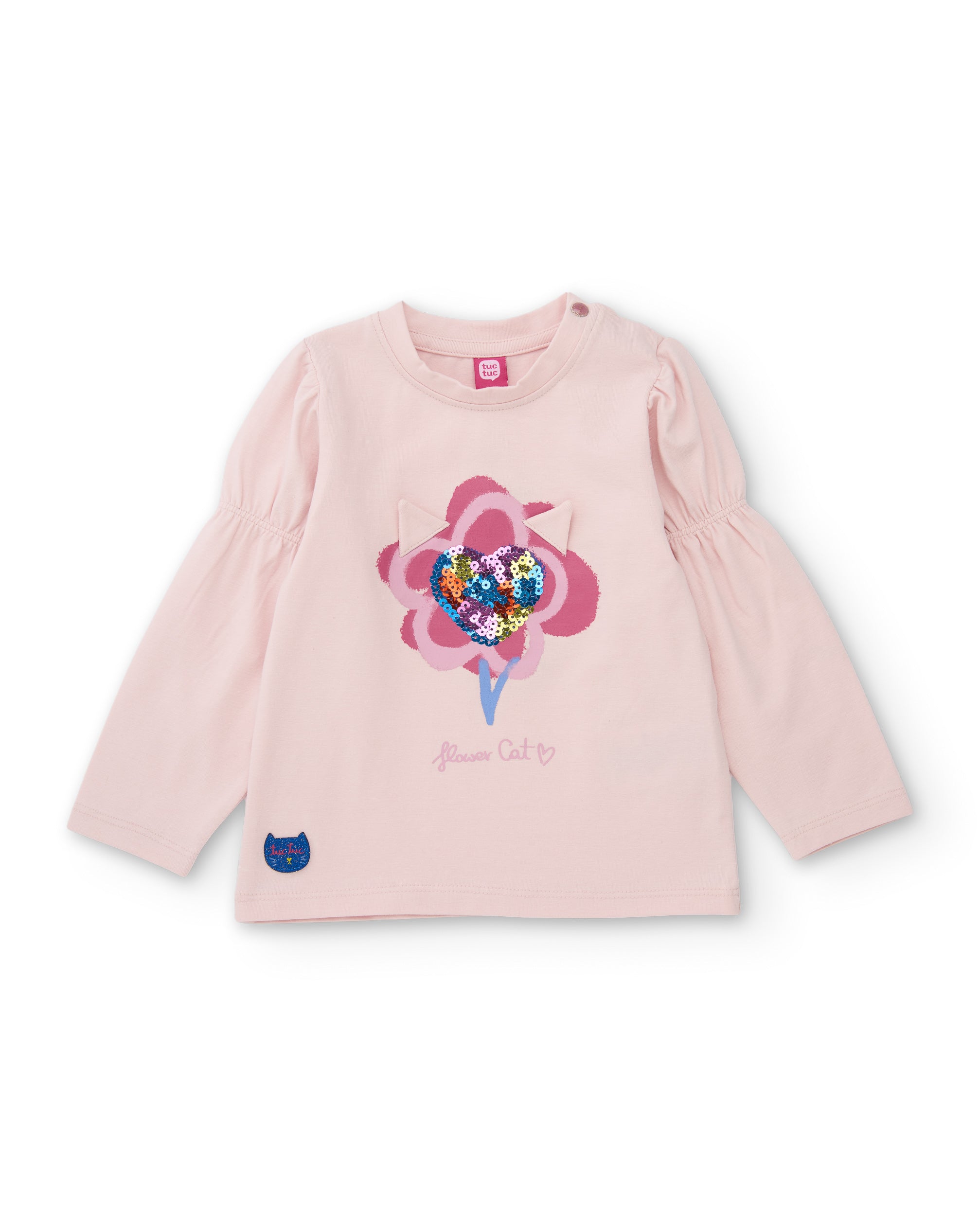 Tuc Tuc Maglia Bimba Cuore Paillettes Rosa Chiaro