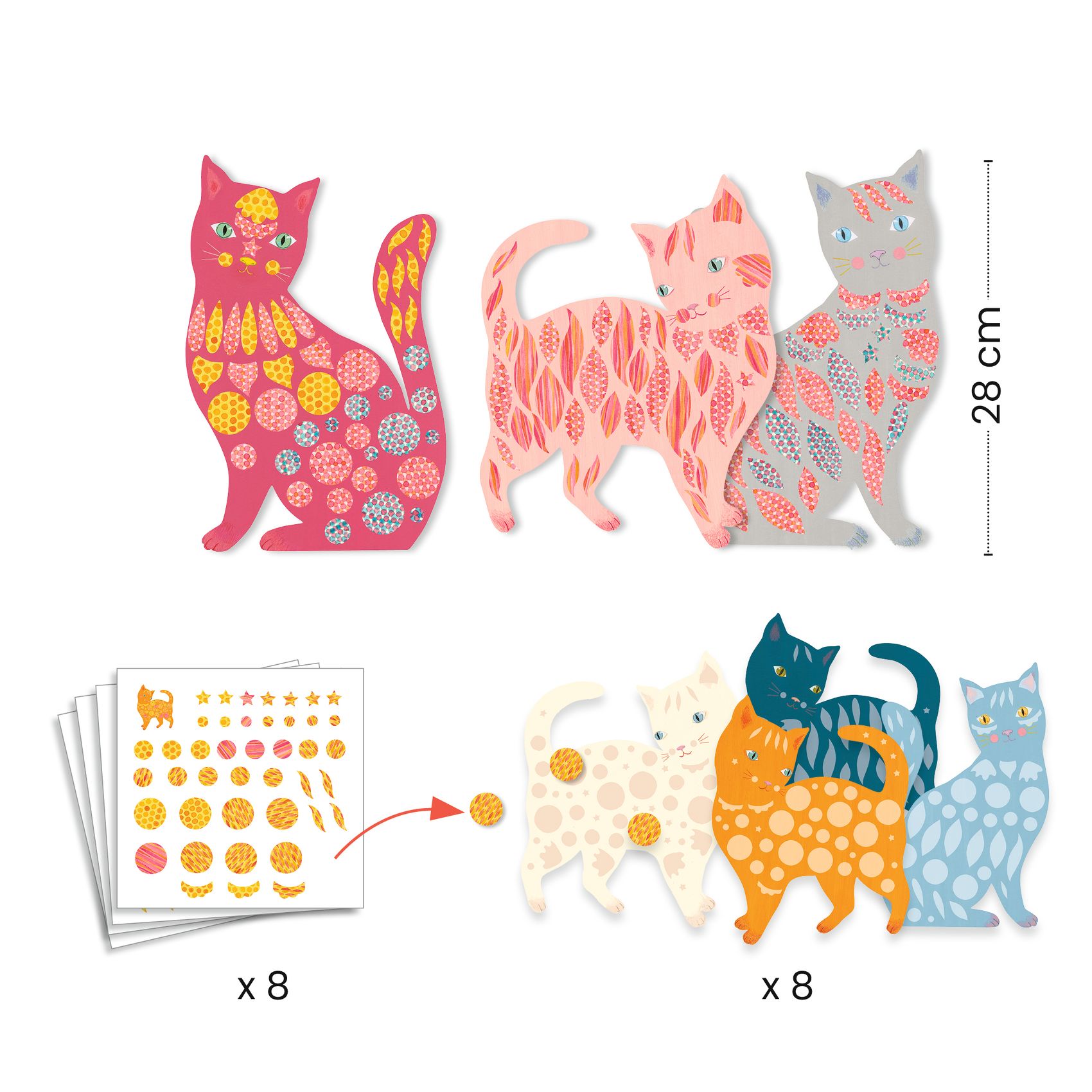 Djeco Gatti Set Artistico Stickers 8 Fogli FSC