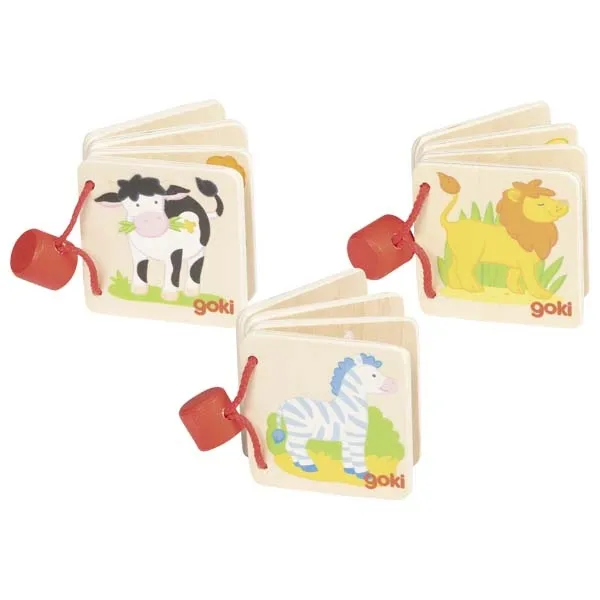 Goki prime immagini libretto in legno animali 5 cm
