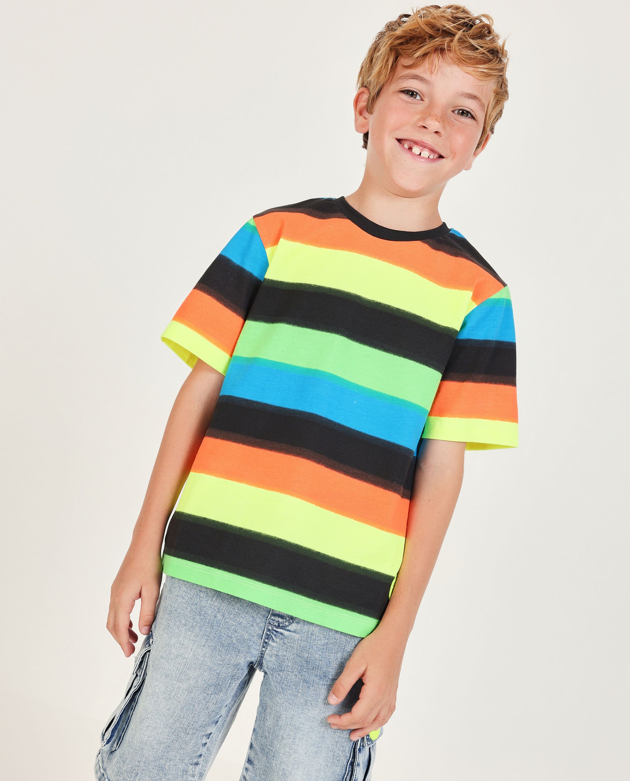 Tuc Tuc maglietta bambino nera a righe multicolore