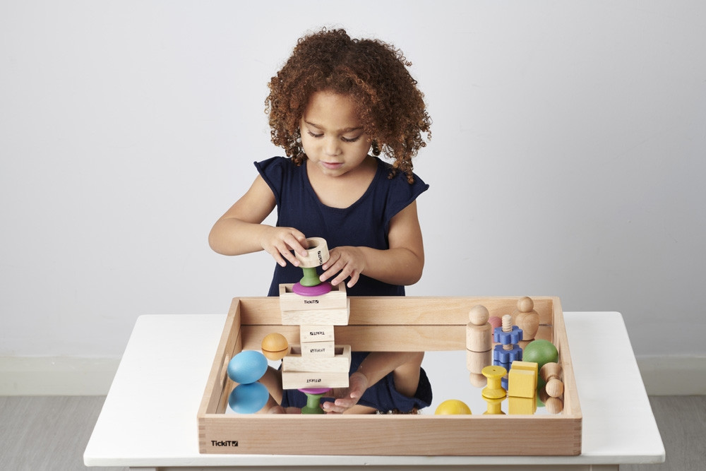 TickiT Vassoio con Manici Specchio 50x43 cm Legno
