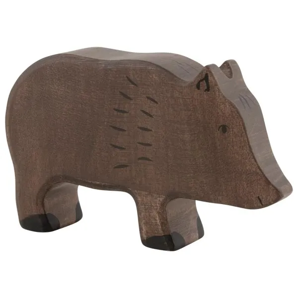 Holztiger Cinghiale femmina figura legno dipinta a mano