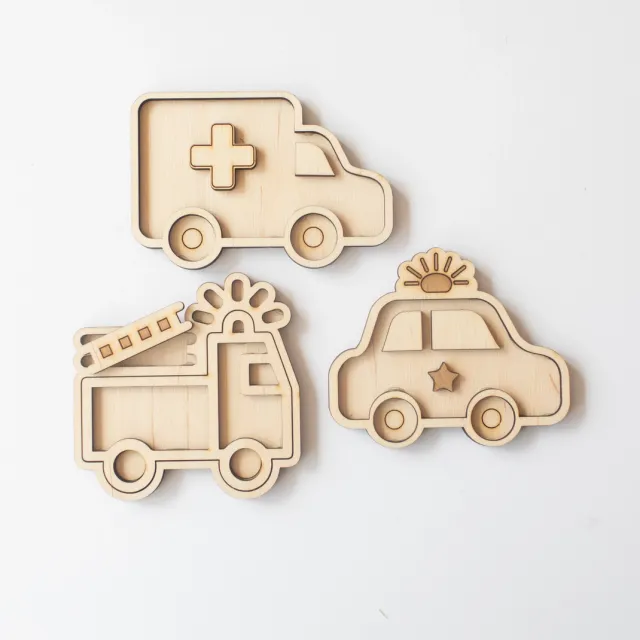 Studio de Rijk Play Tray Emergency Vehicles mini vassoi legno