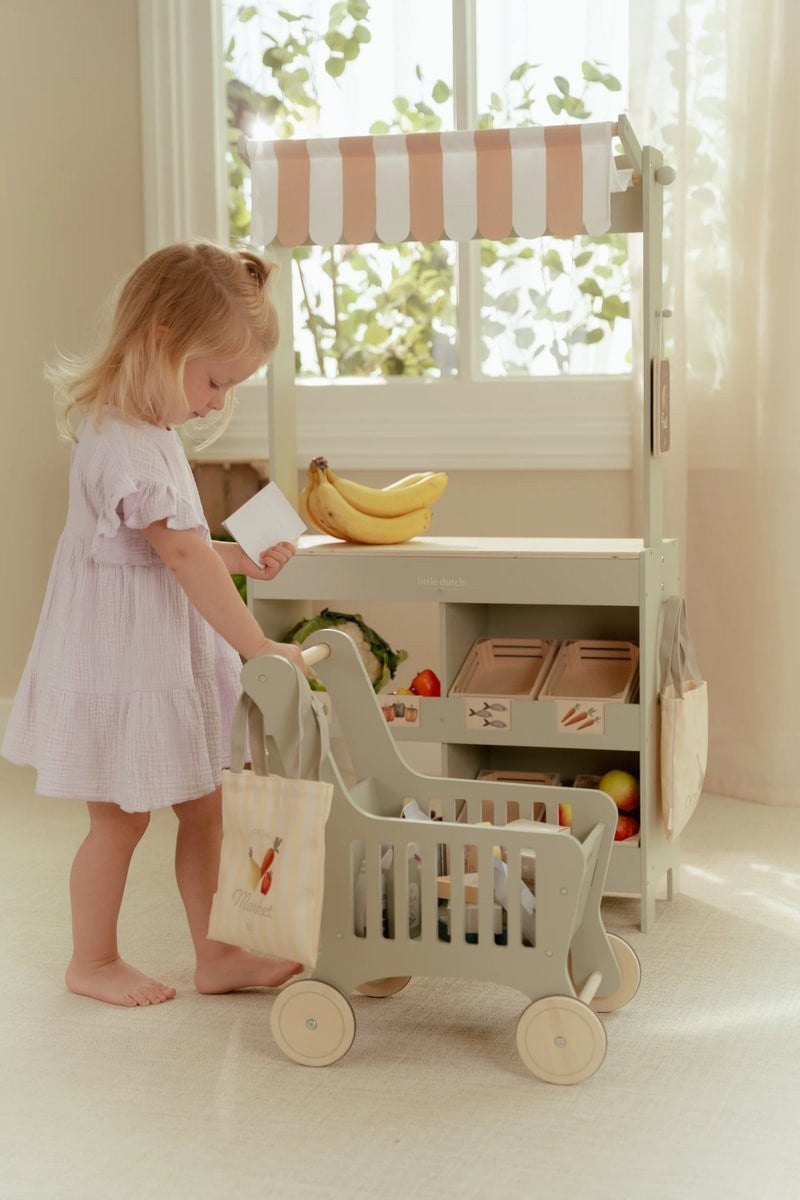 Little Dutch carrello spesa legno giocattolo accessori