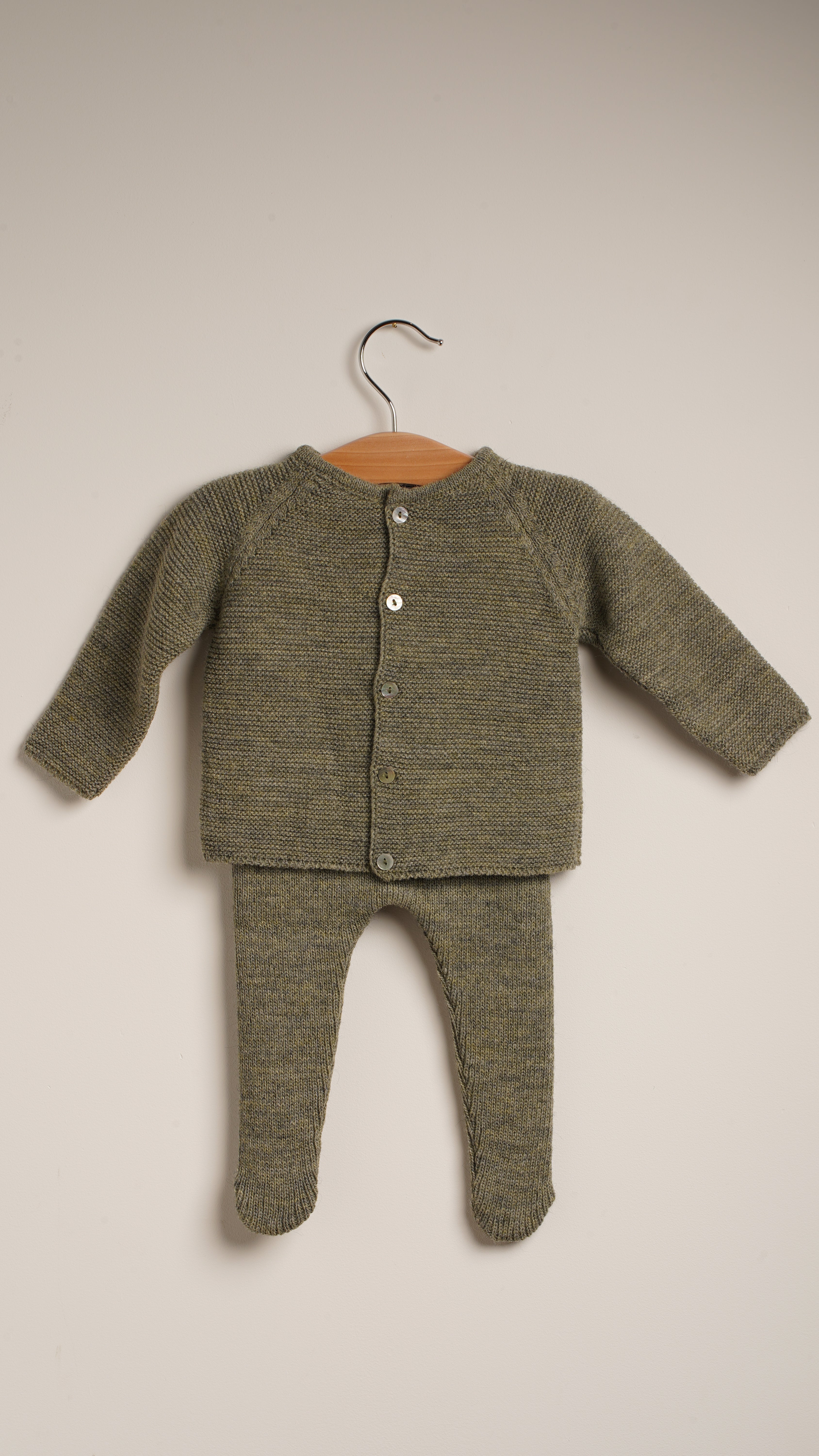 Mebi cardigan maglia neonato verde bosco bottoni madreperla