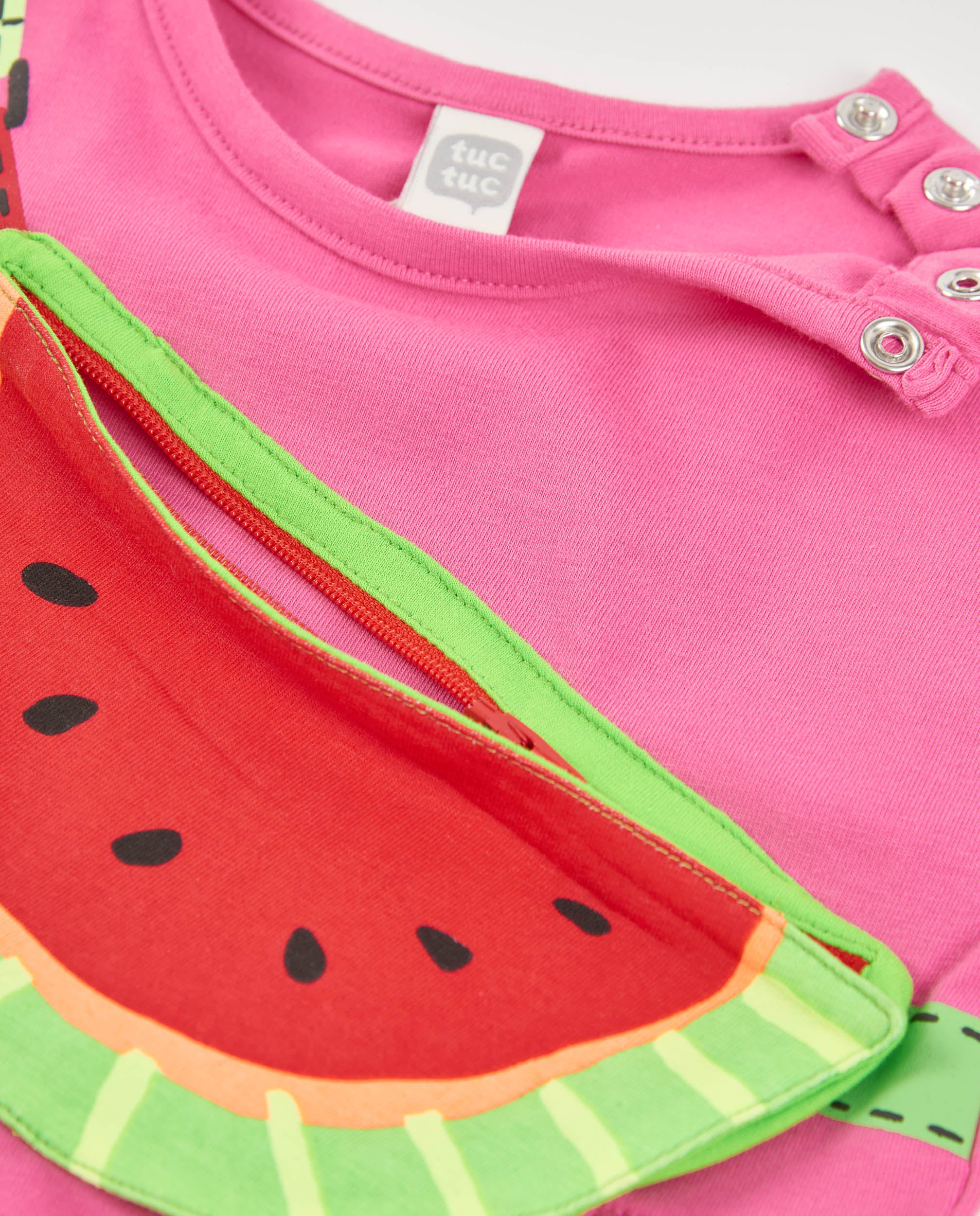 Tuc tuc vestito bimba applique anguria rosa