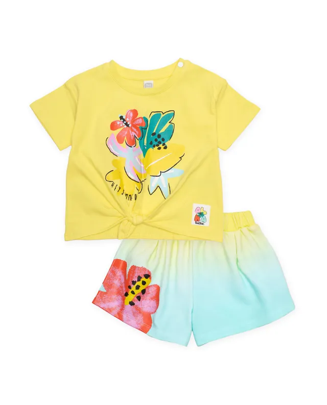 Tuc Tuc completo bimba giallo maglia e shorts fiore