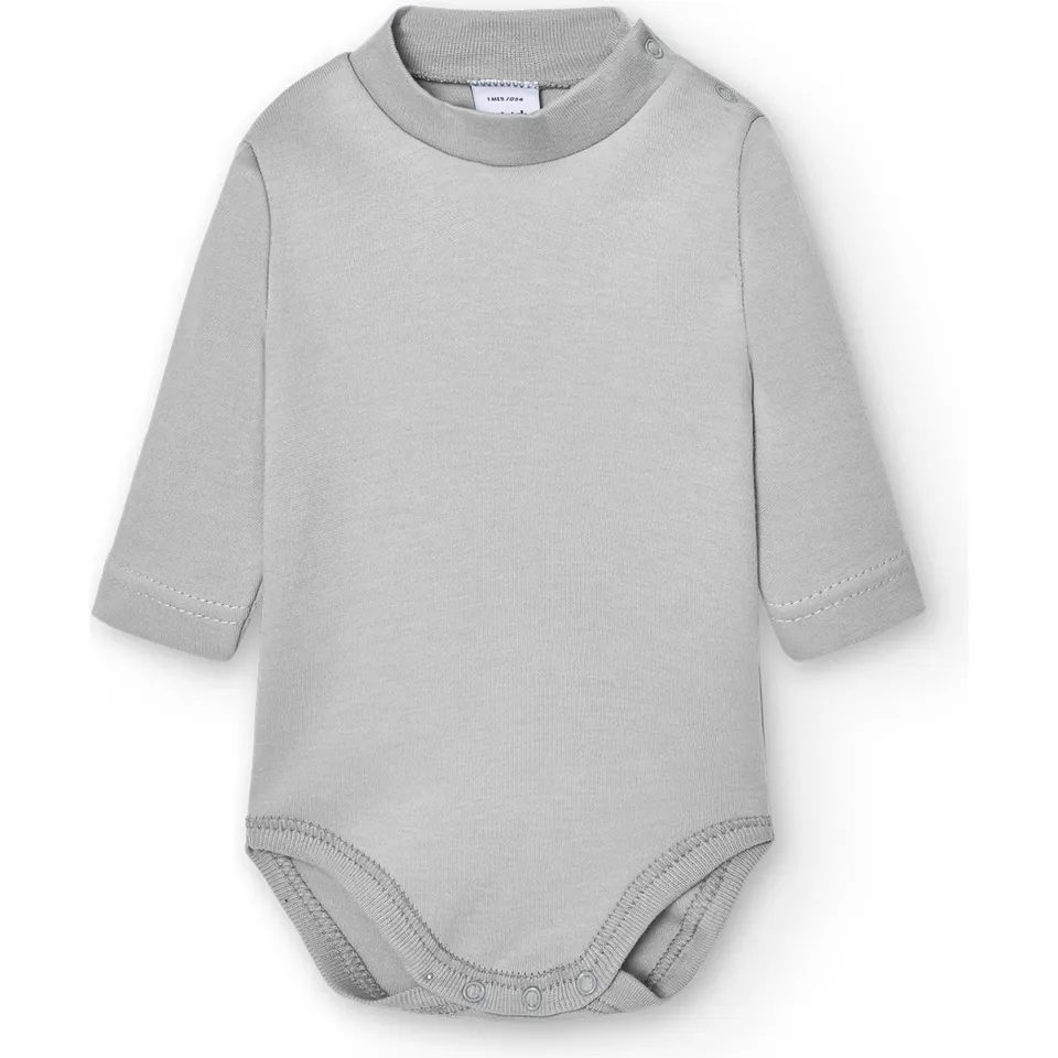 Babidu 1177 body neonato manica lunga grigio cotone